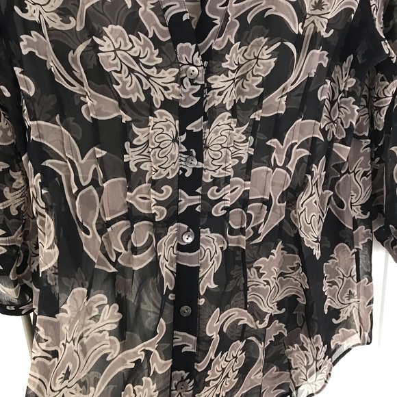 Soft Surroundings Small Sheer Top Black Floral - Picture 3 of 6